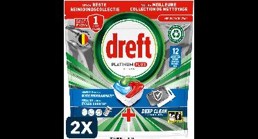 2 x Dreft Platinum Plus Vaatwastabletten Deep Clean (12 tabletten)
