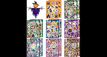 16 Stuks Halloween Pompoen Stickers voor Feestdecoratie, DIY voor Laptops, Gitaren en Skateboards