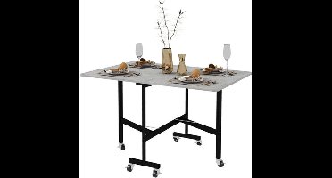 Klaptafel – Inklapbare Tafel – Vouwtafel – Campingtafel – Eettafel – Verstelbaar 52,5-120 cm – Stevig Stalen Frame