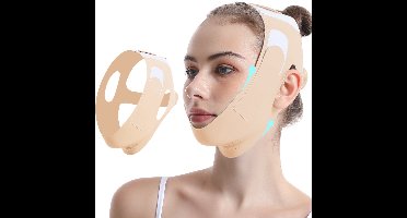 Kinbandje voor tijdens het slapen - Verstelbaar gezichtsmasker met kaaklijnversteviger van huidvriendelijke en ademende materialen (beige)