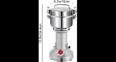 Vevor - Graanmolen Elektrisch - Professionele - 350G - Kruiden maler - Sprice Grinder - Kruidenmolen - 304 Roestvrij Staal- 27000 r/min - 1400W - Zilver