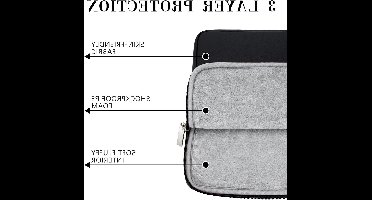 Zachte en Gevoerde Laptop Sleeve voor 13 Inch Laptops, Bescherming voor MacBook Air, Pro en Chromebooks, Zwart