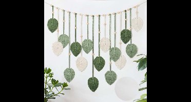 Bohemian Geweven Wandtapijt - 120×75 cm - Bladvormig Ontwerp - Decoratief Wandtapijt voor Slaapkamer, Woonkamer en Kinderkamer (Groen)