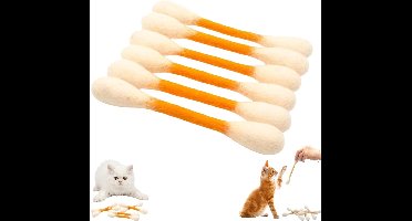 6 Stuks Large Cat Kauw Speelgoed - Met Kattenmunt - Creatieve Katoen Stick-stijl - Geschikt Voor Katten Binnen Verveling Verlichten - Duurzaam Tanden Slijpen Touw - Interactief Speelgoed Voor Huisdieren (Oranje)