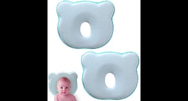 2 stuks traagschuim babykussen, draagbaar zacht en comfortabel kussen, ademend beddengoed voor baby's, voor kleine jongens en meisjes, blauw + blauw