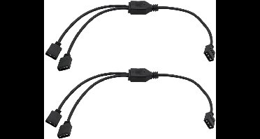 ARGB Splitter Kabel 2-Delig, 3-Pin Verlengkabel voor LED Y-Distributor, 5V RGB Uitbreiding, 30cm, Zwart - Ideaal voor PC Gaming en RGB Verlichting