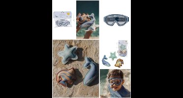 Little Dutch | Ocean Word | Duikbril | Zwembril | 5-8 jaar | Set van 3 duikfiguren | Opduiken | Blauw