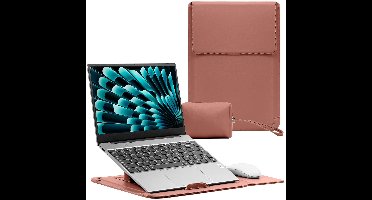 Dailygoods - Laptophoes met Standaard voor 13,3-14 Inch Laptops Donkerroze