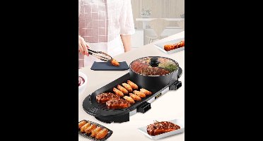 Hotpot Electrisch - Hotpot Pan - Hotpot - Stomer - Slowcooker - Grillplaat - Stoompan - Bbq - Zwart