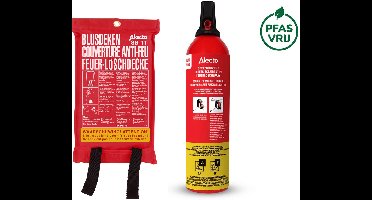 Alecto Brandblusser set - BS075 Blusspray 750 ml - SB11 Blusdeken 100x100 cm - Compact en snel brandveilig