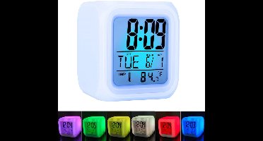 Wekkers voor kinderen – Digitale wekker met 7 Kleurwisselingen – LED-Display - Multifunctionele wekker met sluimerfunctie, kalender en temperatuurweergave – Kamerdecoratie – Wit