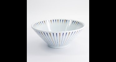 Tokyo Design Studio - Tokusa Ramen Kom - Blauw/Wit - 1200 ml - 19,3 x 19,3 x 9 cm - Melamine