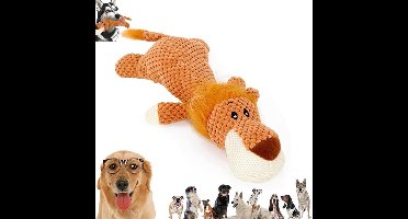 Interactief piepend hondenspeeltje om op te kauwen - Pluche speelgoed voor huisdieren - Scheurbestendig materiaal van gevlochten touw - Geschikt voor kleine, middelgrote en grote rassen - Leeuw