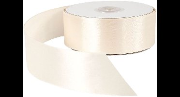 Satijn lint, b: 38 mm, cr�me, 50 m