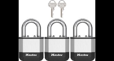 Masterlock Elite - Hangslot - Set van 3 - 45mm - Korte Beugel - Weerbestendig - Inbraakwerend - Buitenslot - Inclusief 2 Sleutels
