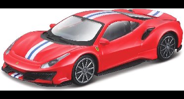 Bburago Ferrari Ferrari 488 - Modelauto - Schaal 1:43 - Rood/Wit/Blauw