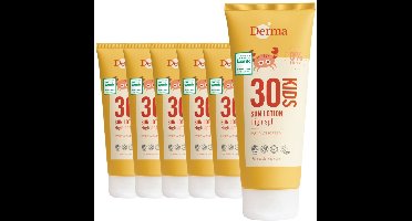 Derma Sun - Kids Zonnebrand SPF30 6 x 200 ml - voor Gevoelige Kinderhuid - Waterbestendig - Parfumvrij - UVA en UVB Bescherming - AllergyCertified