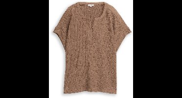 Tom Tailor - Crinkle T-shirt - Maat M - taupe grey