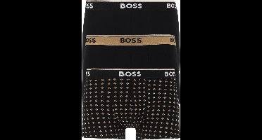 HUGO BOSS Power trunks (3-pack) - heren boxers kort - zwart en zwart met beige dessin