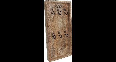 Van Manen sleutelrek mango hout metaal 32x15cm zwart naturel design.