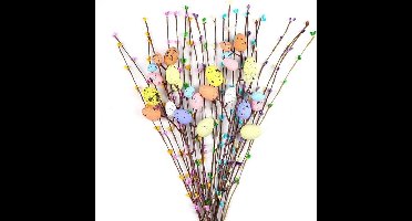 13 Stuks Paasdecoraties - Kunstmatige Paastak met Pastelkleurige Eieren en Bessen - Lentebloemstelen Ei Twijg Takken - Voor Thuis Vaasdecoratie Bloemschikking Middelpunt Krans Versiering