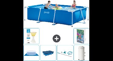 Intex Rechthoekig Frame Zwembad - 300 x 200 x 75 cm - Blauw - Inclusief Grondzeil - Afdekzeil - Schoonmaakset - Zwembadfilterpomp - 7-delig