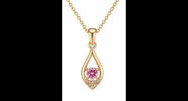 Luxe ketting - verguld - Zirkonia -Stijlvolle ketting - Goudkleurig - Roestvrijstalen -Cadeau Voor Vrouwen- cadeau -Valentijn - Liefde - Verrassing