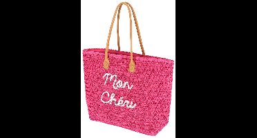 van der Meulen strandtas dames polyester fuchsia multicolor 50 cm.