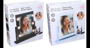 Touch of Beauty Make Up Spiegel - Spiegel met Verlichting - 6 LED Warm of Koud Wit Licht - Spiegel Staand 180 graden Kantelbaar - Make Up Spiegel met LED verlichting - Wit of Zwart Willekeurig