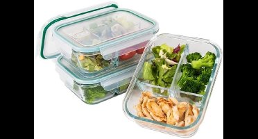 Core® Meal Prep Bakjes Glas - vershoudbakjes glas - mealprep bakjes Glas - 3-delige set - Geschikt voor vaatwasser, magnetron en oven - Transparant - 21cm x 16cm x 7cm