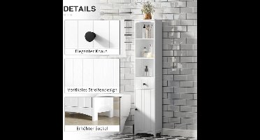 Badkamerkastje – Badkamermeubel – Opbergkastje – Toiletkast – Witte kast – 3 Ruime Planken – 1 Lade – Duurzaam MDF – Compact Vrijstaand Design