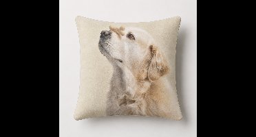 Unique Living - 4 stuks - kussenhoes - sierkussenhoes - wit - groen - pastel - 45 x 45 cm - rits - fluweel - hond - Golden Retriever