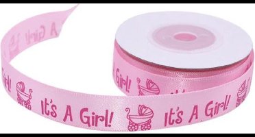 Satijnlint 1cm It's a Girl 1 cm breed  22,8 m
