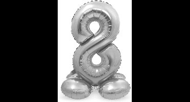 Folat - Cijfer 8 Zilver met standaard - 72 cm