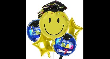 ballonboeket geslaagd smiley, 5 delig kindercrea