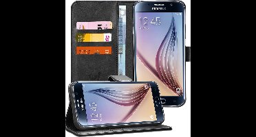 Hoesje geschikt voor Samsung Galaxy S6 - Kunstlederen TPU Wallet Case Zwart - Portemonee Hoesje - Book Case - Flip Cover - Klap - 360 beschermend Telefoonhoesje