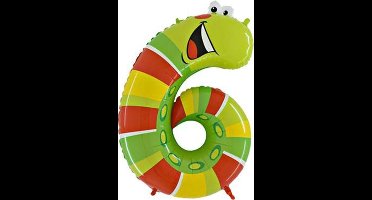 Folieballon cijfer 6 Rups 100 cm