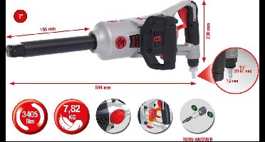 KS TOOLS 1" superMONSTER Hochleistungs-Druckluft-Schlagschrauber, 3405Nm, 504 mm ( 515.3280 )