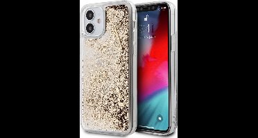 iPhone 12 Mini Backcase hoesje - Guess - Glitter Goud - Kunststof