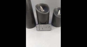 LED kaars set van 3 - 7.5cm Donker Grijs