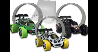 Trixx 360 3 Stuntcars (rood/wit/rood) incl. extra grote Stuntramp