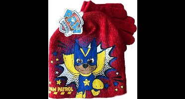 Paw Patrol Muts en Handschoenen set | Rood | Paw Patrol Chase Superpup | Maat 52