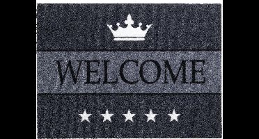 Schoonloopmat Walk&Wash Welcome sterren antraciet 67x80 cm