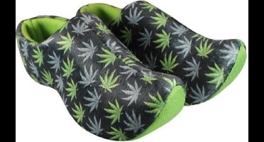 Klompsloffen Wietprint groen/zwart - Maat 39-41