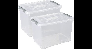 Curver Handy+ Opbergbox - 65L - 2 stuks - Transparant met deksel