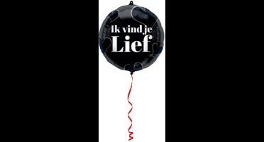 Folieballon 'Ik Vind Je Lief' Zwart - 45cm