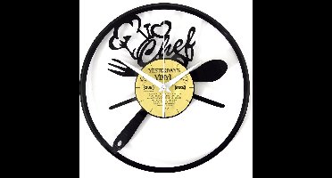 Klok gemaakt van een echte LP - Chef kok - Met geschenkverpakking