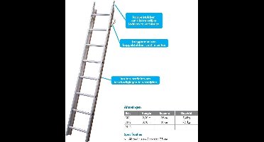 Solide dakladder 3m - 12 treden