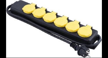 Heitronic 45059 Stekkerdoos zonder schakelaar Zwart/geel Kinderbeveiliging