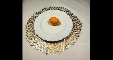 Gouden Placemat Rond - Flora Gold - Goud - Decoratie - 38cm rond